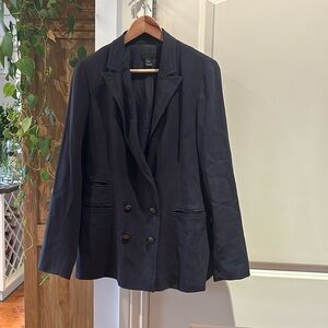 J.CREW COLLECTION 100% wool double breasted lightweight  blue long blazer 8 euc